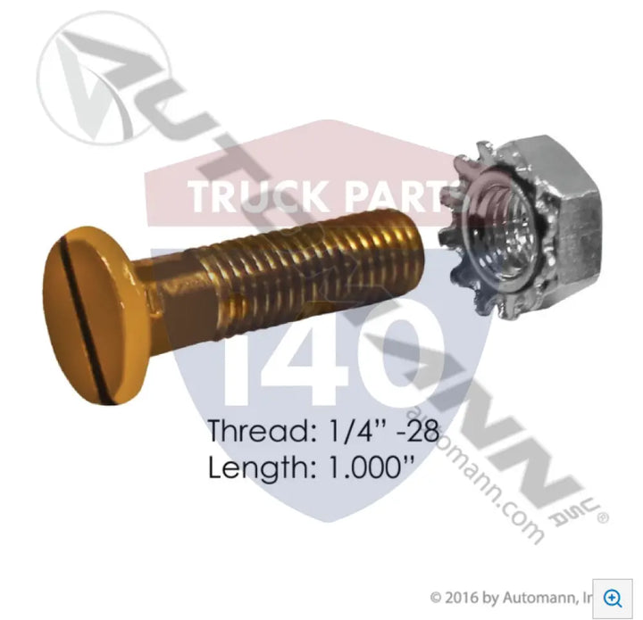 E634X Brass Brake Lining Bolt 1/4in 1in For Euclid - Bolts