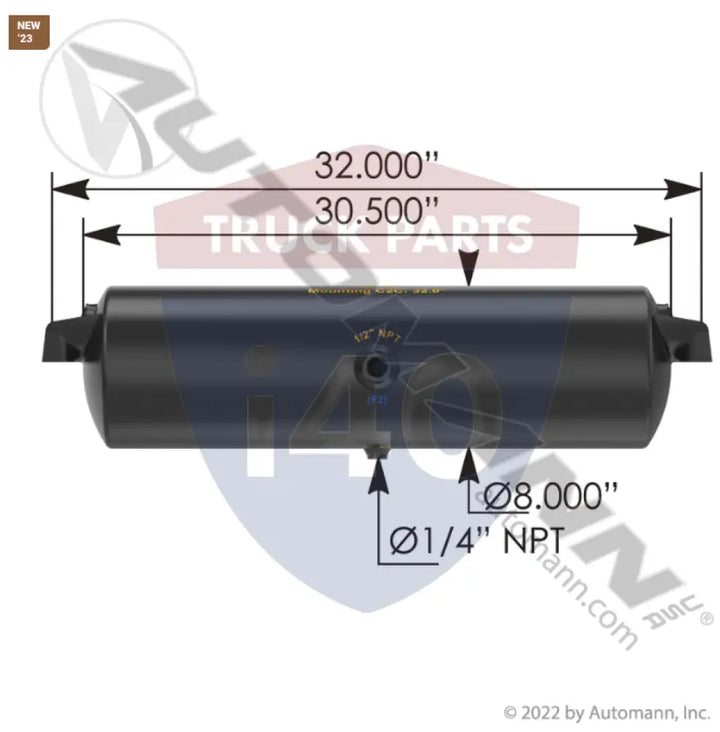 461026 Air Tank 1425 Cubic in Vol 8.000in Dia For Sloan - Diameter - 8 in.