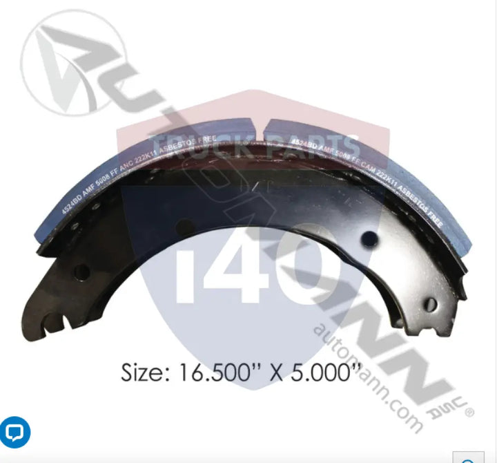 Automann 143.452481.50 Lined Brake Shoe 16.500in 5.000in - 20K Lb GAWR