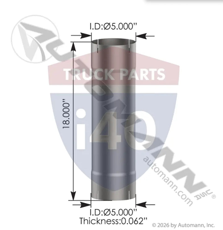 Automann 562.U74518A Exhaust Repair Section 5in ID 18in - Exhaust Repair Section 5in ID x 18in L