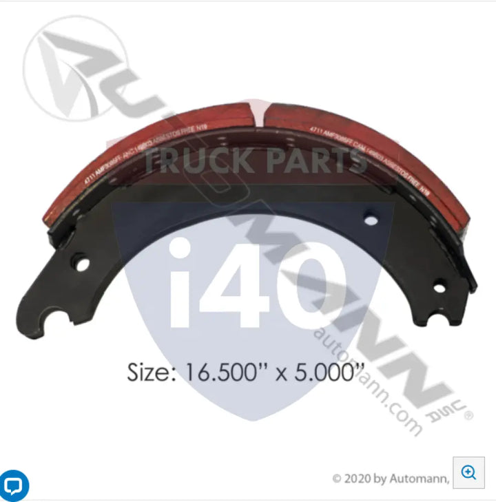 Automann 143.471980.50 Lined Brake Shoe 16.500in 5.000in - 20K Lb GAWR