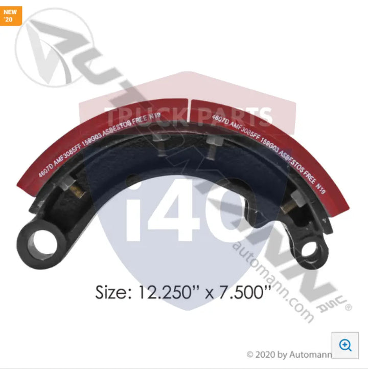 Automann 143.460780.30 Lined Brake Shoe 12.250in 7.500in - 23K Lb GAWR
