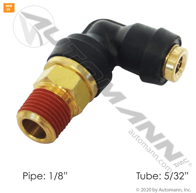 016222 PLC Swivel Male Elbow DOT 5/32in 1/8in For Velvac