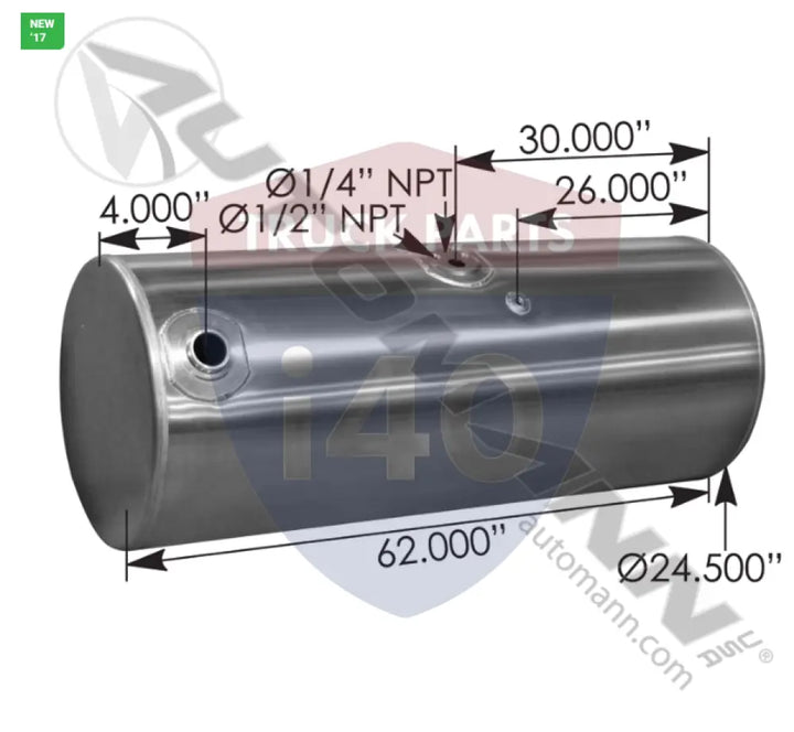 Automann 576.59120240PR Fuel Tank Round Kenworth - Fuel Tank Round Kenworth