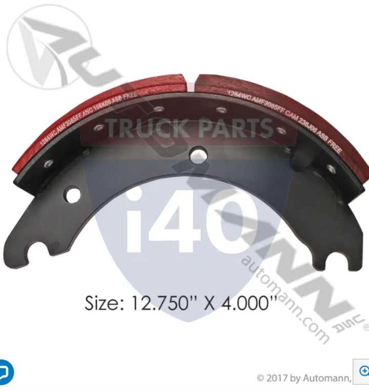 Automann 143.128480.30 Lined Brake Shoe 12.750in 4.000in - 23K Lb GAWR