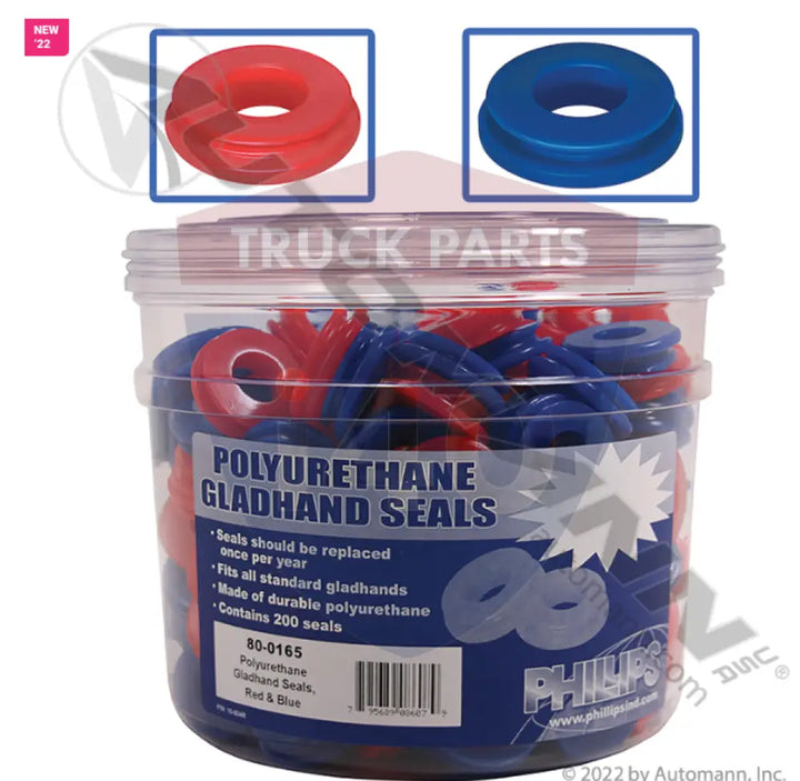 Phillips PHI80-0164 Gladhand Seal Bucket - Red/Blue Poly Pack of 200 - Gladhand Seals