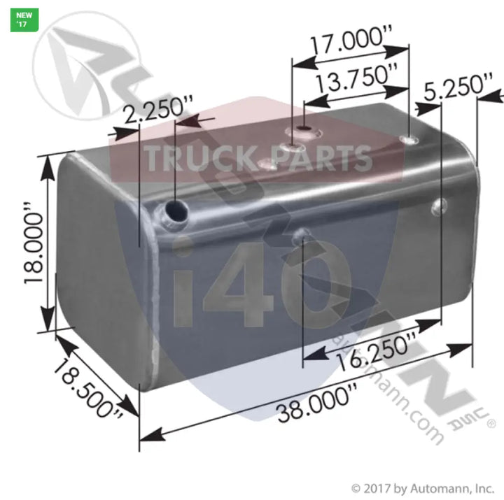 Automann 576.46055180PRFLX Fuel Tank Rectangular Freightliner - Fuel Tank Rectangular Freightliner