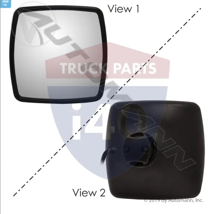 Automann 563.55082 Mirror Black Heated 8in 8-1/2in International - Mirror Black Heated 8in X 8-1/2in International