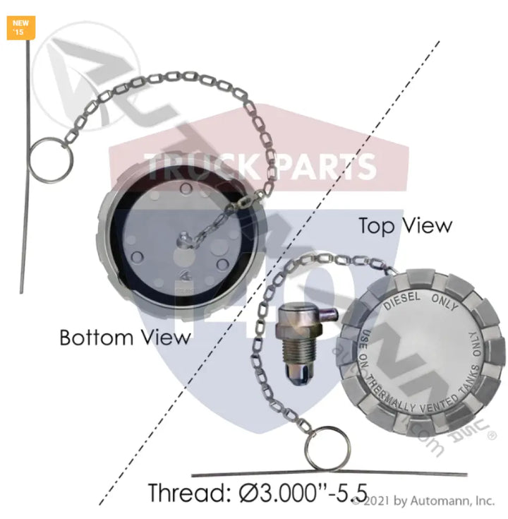 Automann 572.1017 Fuel Cap & Vent Kit 3in - Fuel Cap & Vent Kit 3in