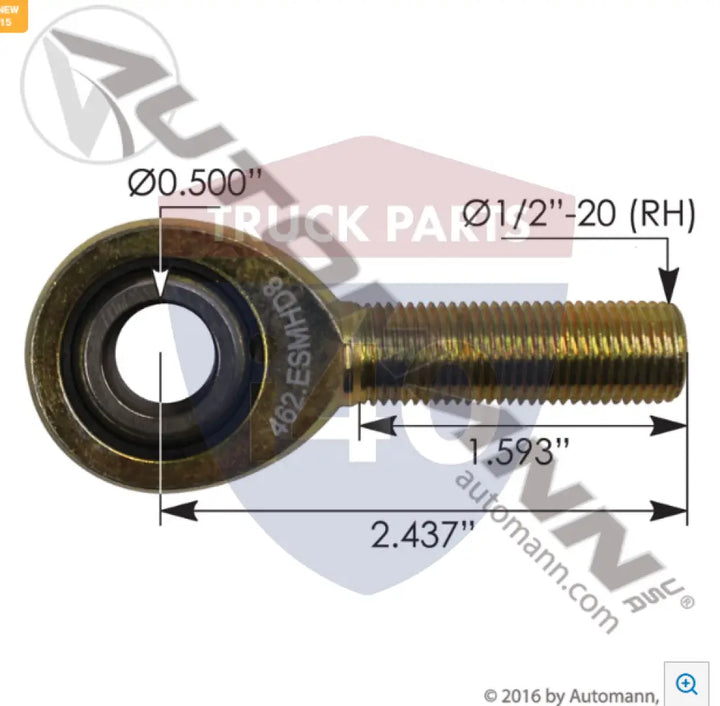 06-00984 Rod End 1/2in Clutch For Peterbilt - Heim Joints