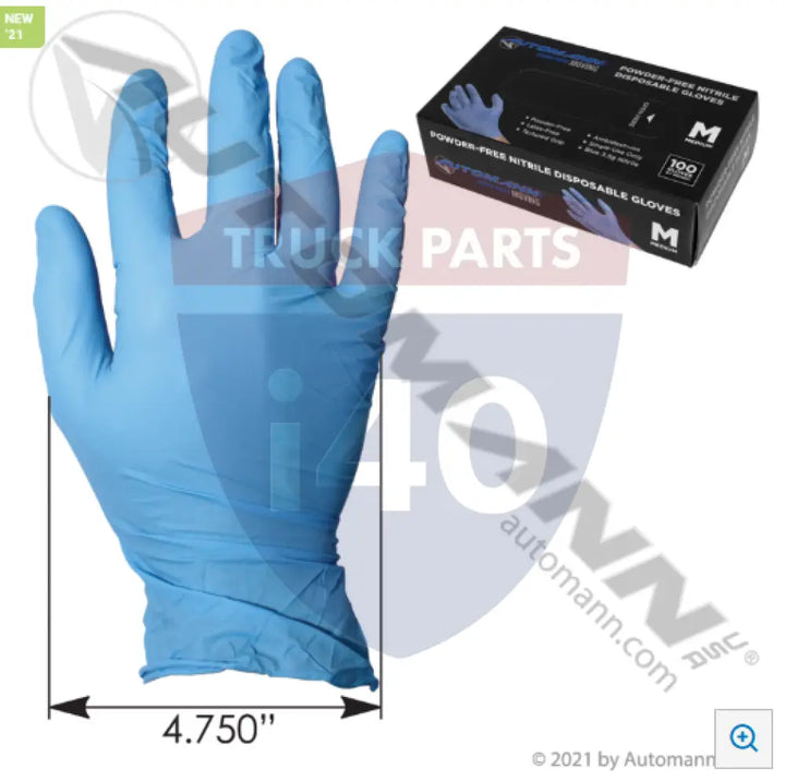 Automann 571.G1002M Nitrile Gloves 100ct Blue 2mil Medium - Safety