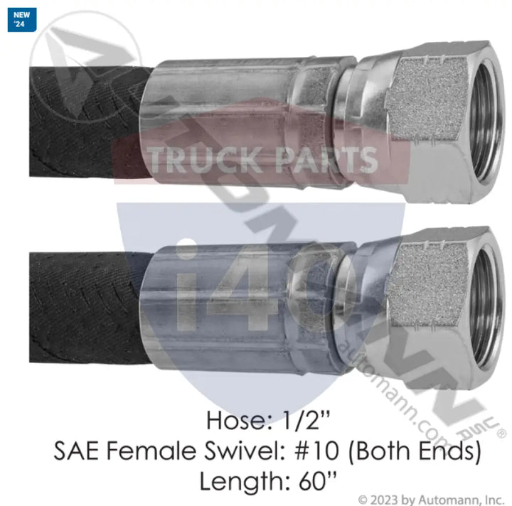 A1223236060 Discharge Hose 2 Fem SAE Swivel 60in FTL For Freightliner - Hose Assemblies