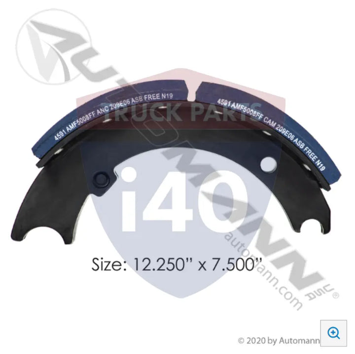 Automann 143.459182.50 Lined Brake Shoe 12.250in 7.500in - 20K Lb GAWR