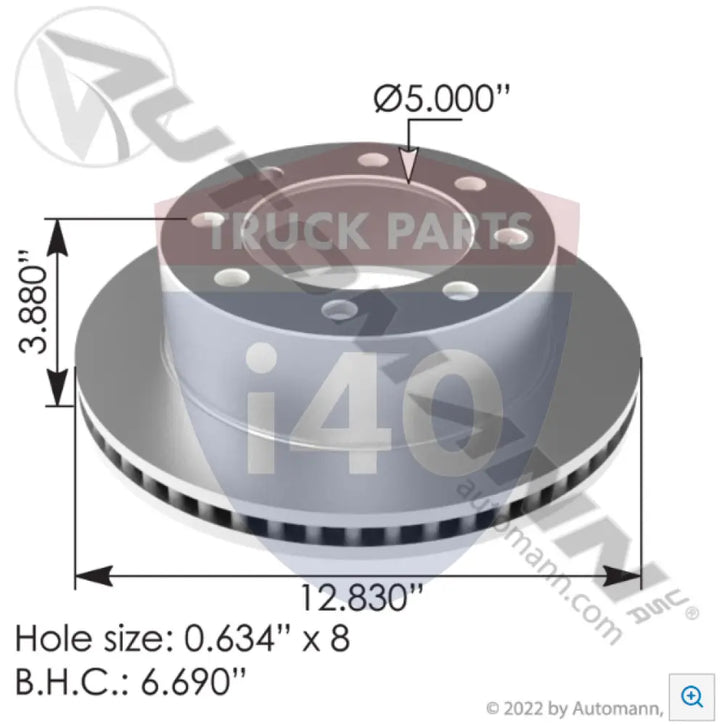 R44145258 Hydraulic Disc Rotor 12.830in For Meritor - Hat Shape