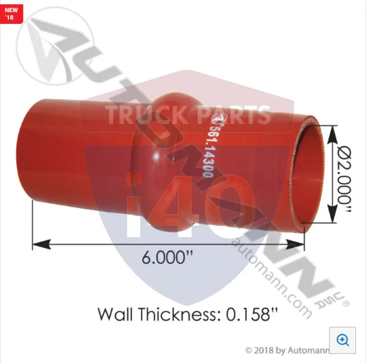 561.14300 Coolant Hump Hose Hot Side - Turbocharger Hump Hoses
