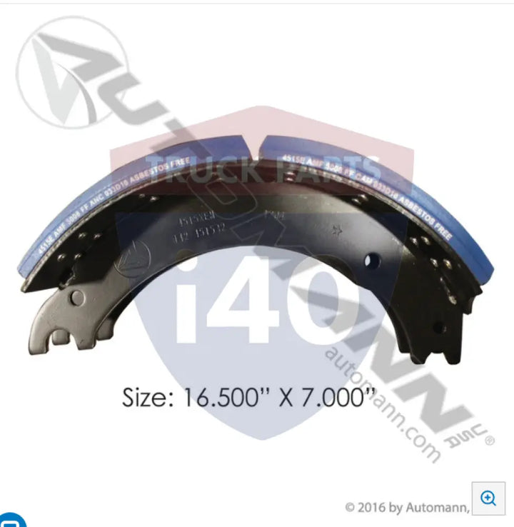 Automann 143.451582.50 Lined Brake Shoe 16.500in 7.000in - 20K Lb GAWR