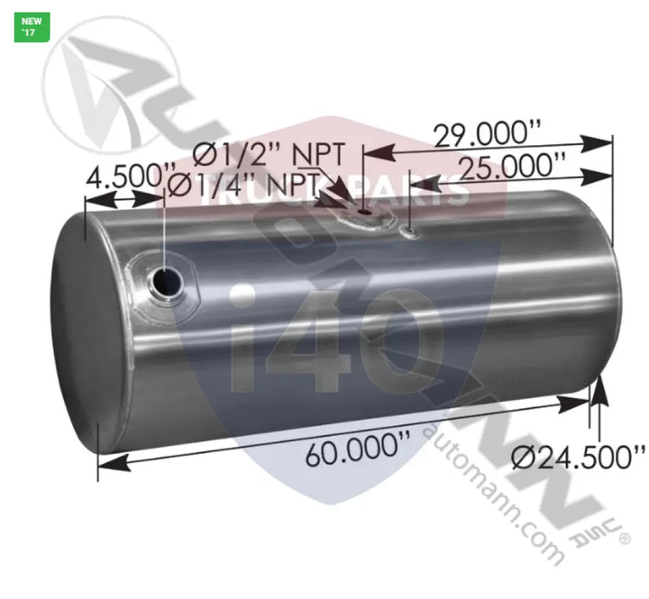 Automann 576.59120240DFTL Fuel Tank Round Kenworth - Fuel Tank Round Kenworth