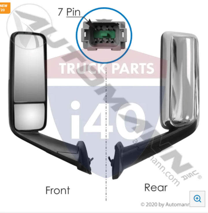 Automann 563.46101C Mirror Assy LH Heated Chrome Freightline - Mirror Assy LH Heated Chrome Freightline