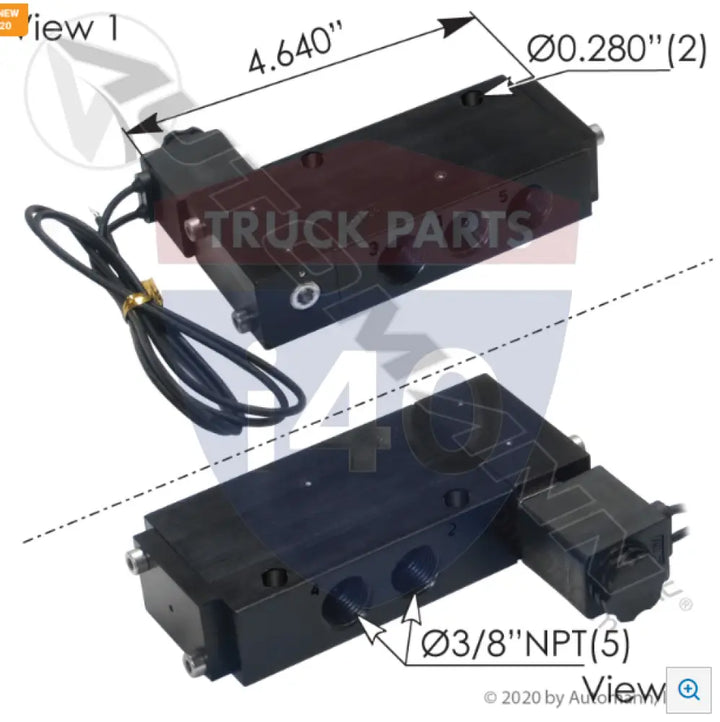 Automann 173.V34206 Solenoid Air Valve 4 Way - Pneumatic Spool Valves - Solenoid Actuated