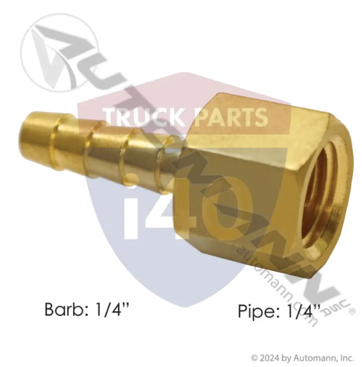 Automann 177.8264B Hose Fitting 1/4in Barb 1/4in NPT - Female Pipe