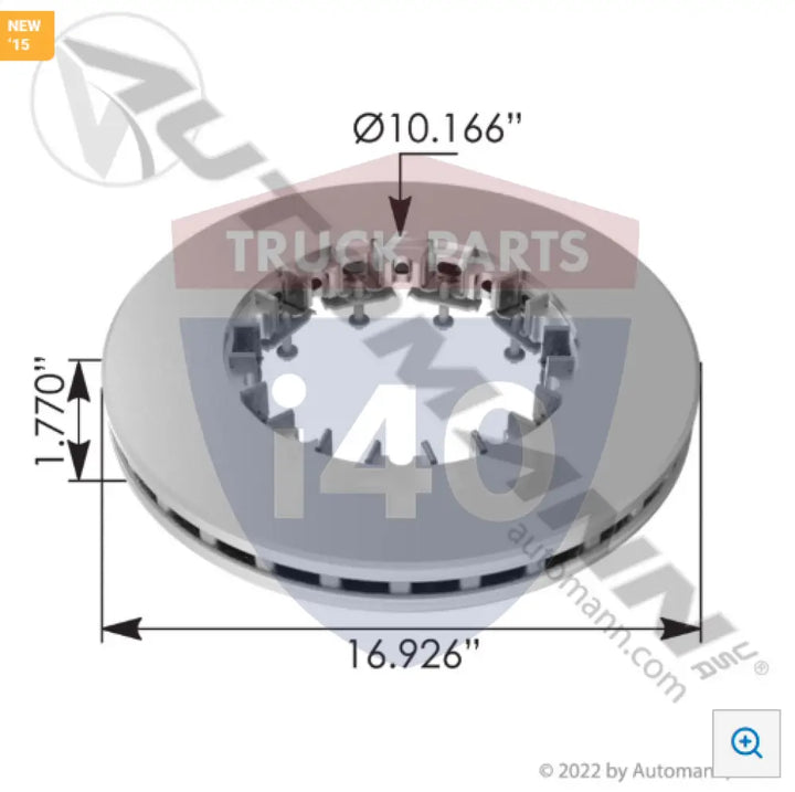 Automann 153.1802569 Air Disc Rotor 16.926in - Flat/Spline Shape