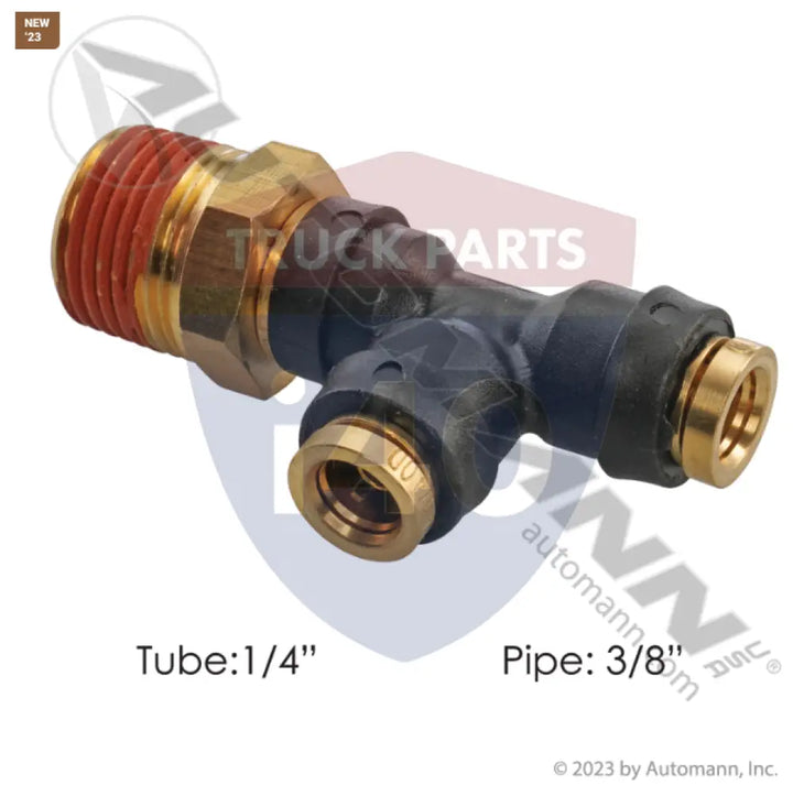 2314402005 PLC SWL Male Run Tee DOT 1/4in 3/8in For Freightliner - Male Run Tees-Brass