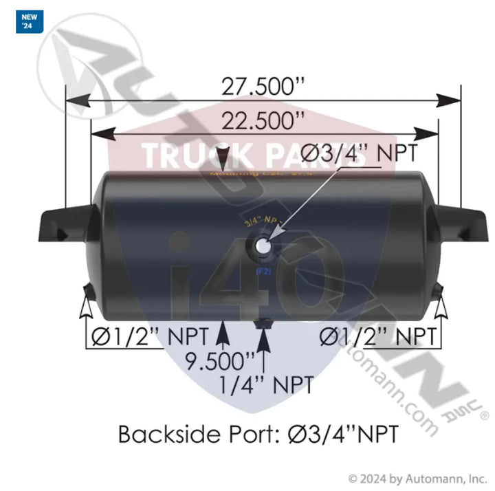 Automann 172.2039 Air Tank 1488 Cubic In Vol 9.500in Dia - Diameter - 9.5 in.