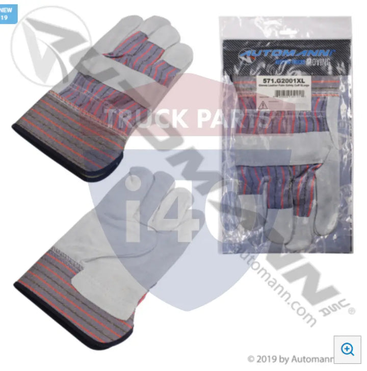 Automann 571.G2001XL Gloves Leather Palm Safety Cuff XLarge - Safety