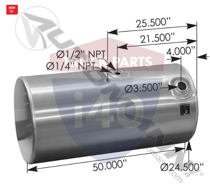 Automann 576.59100245PFTL Fuel Tank Round Kenworth - Fuel Tank Round Kenworth