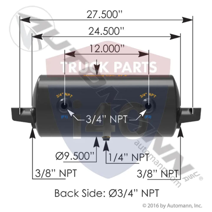Automann 172.2012 Air Tank 1488 Cubic in Vol 9.500in Dia - Diameter - 9.5 in.