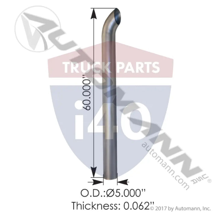 Automann 562.U5560SA Aluminized Stack 60in Length 5in OD - Aluminized Stack 60in Length 5in OD
