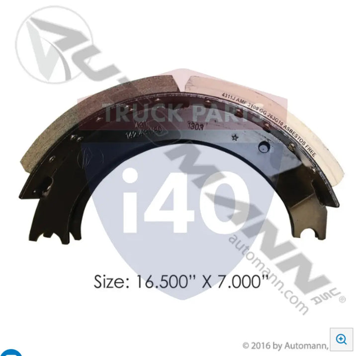 Automann 143.431180.31 Lined Brake Shoe 16.500in 7.000in - 25K Lb GAWR