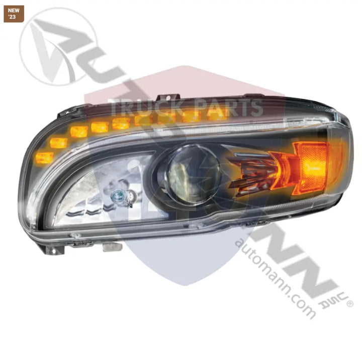 Automann 564.75090DBY Headlamp Projector Peterbilt LH Black - Headlamp Projector Peterbilt LH Black