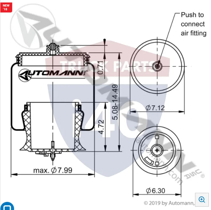 TR6023 Air Spring Kenworth For Torque - Air Spring Kenworth