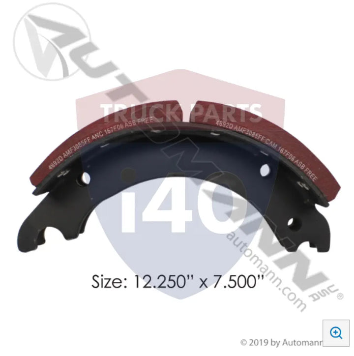 Automann 143.469283.30 Lined Brake Shoe 12.250in 7.500in - 23K Lb GAWR