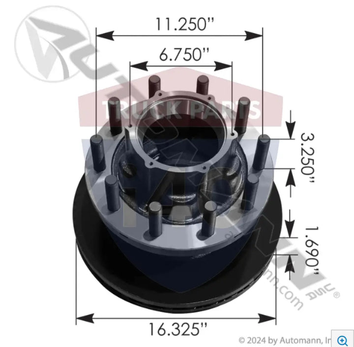 Hendrickson 150.T8221.B1OE Hub-Rotor Dura-Light 415MM - U Shape