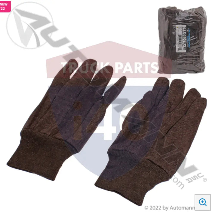 Automann 571.G2007L-12 Jersey Gloves Brown Large 12ct - Safety