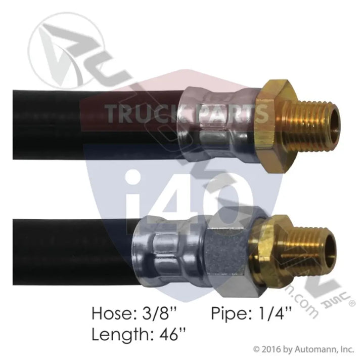 Automann 177.7146 Air Hose Assy 3/8in 1/4in Pipe 46in - 1/4’’ NPT Fixed x 1/4’’ NPT Swivel