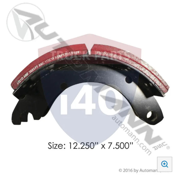 GG4591DXQR Lined Brake Shoe 12.250in 7.500in For Haldex - 23K Lb GAWR
