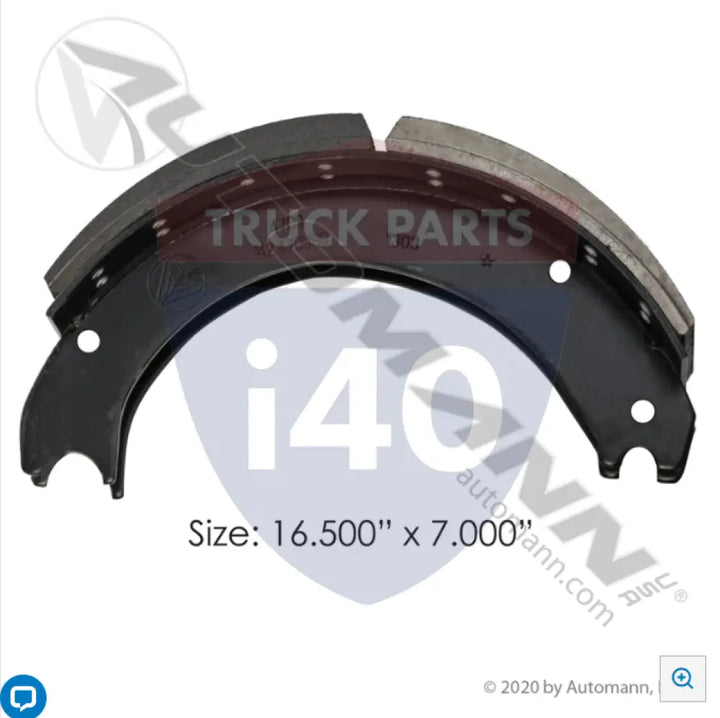 Automann 143.470980.26 Lined Brake Shoe 16.500in 7.000in - 25K Lb GAWR