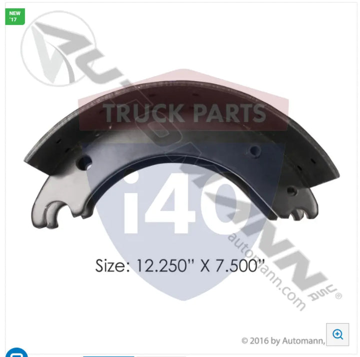 Automann 142.467081 Unlined Brake Shoe 12.250in 7.500in - Brake Width - 7.5 in.