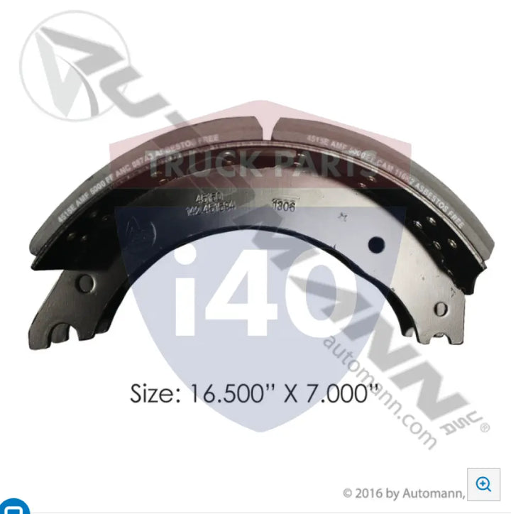 Automann 143.451584.60 Lined Brake Shoe 16.500in 7.000in - 20K Lb GAWR