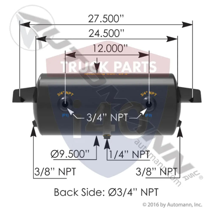 Automann 172.2004 Air Tank 1488 Cubic in Vol 9.500in Dia - Diameter - 9.5 in.