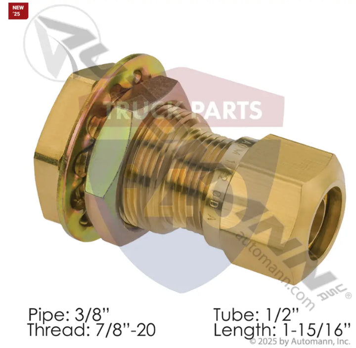 207ACBHS4 Bulkhead Coupling 1/4in For Parker - Bulkhead Couplings