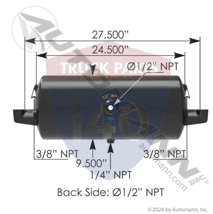 Automann 172.2005 Air Tank 1488 Cubic in Vol 9.500in Dia - Diameter - 9.5 in.