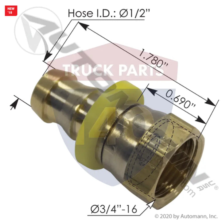 Continental 818.22400-0808 Push-On Fitting 1/2in 1/2in JIC - Female JIC 37° Flare
