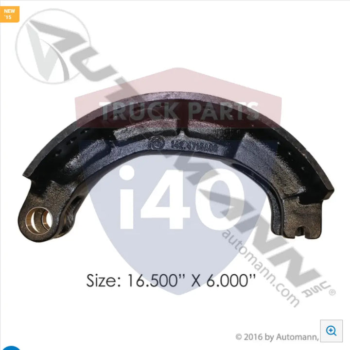 Automann 142.4715A80 Unlined Brake Shoe 16.500in 6.000in - Brake Width - 6 in.