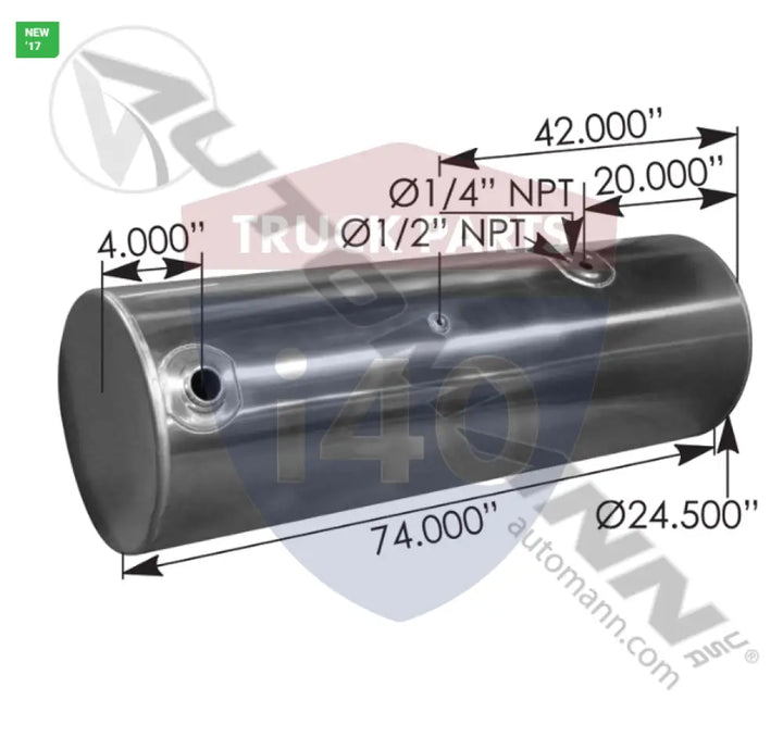 Automann 576.59150240PRFM Fuel Tank Round Kenworth - Fuel Tank Round Kenworth