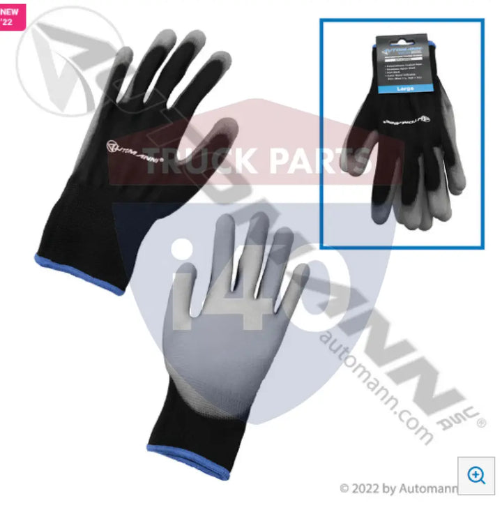 Automann 571.G2010L Gloves - Polyurethane-Coated Palm Large - Safety