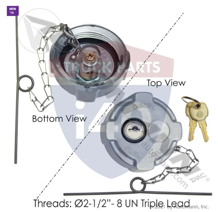918102L Fuel Cap 2-1/2in Locking For Tectran - Fuel Cap 2-1/2in Locking Freightliner
